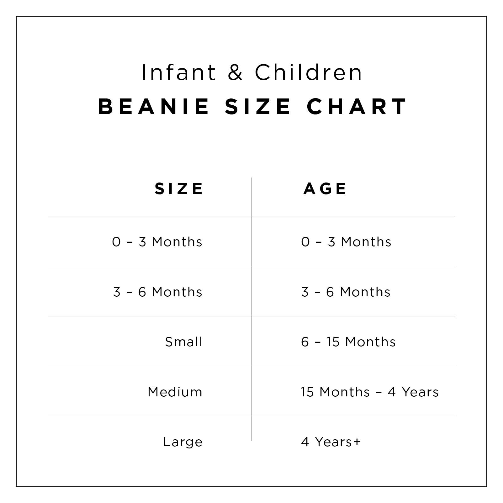 Jacqueline size chart