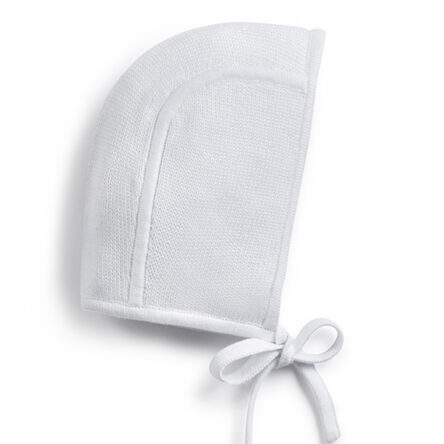 White Flat Knit Bonnet