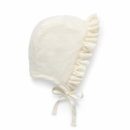 Ivory Ruffled Cotton Bonnet