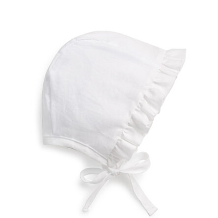 White Ruffled Cotton Bonnet